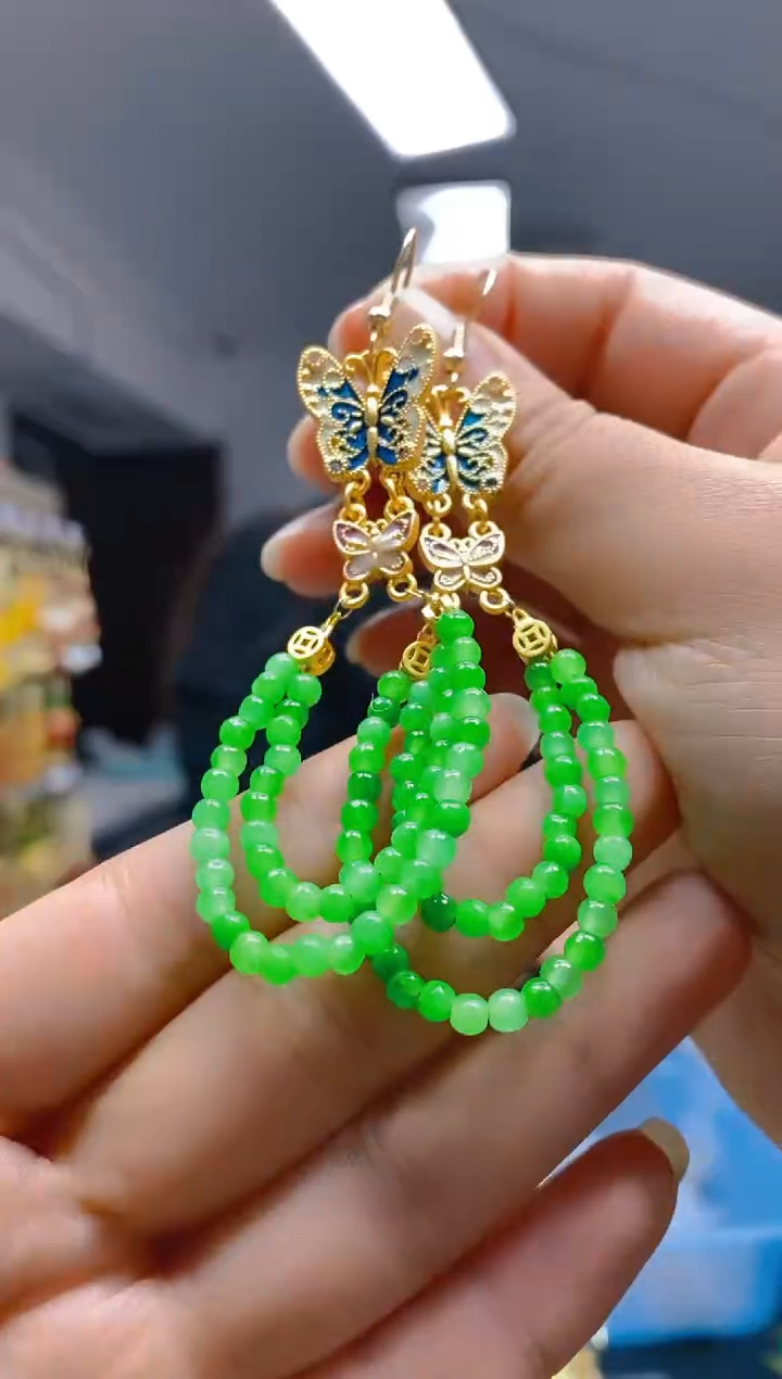 【闪购商品】翡翠耳饰合金0674翡翠耳钩