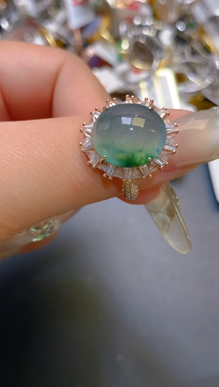 【闪购商品】翡翠耳饰银S925镶嵌天然A货翡翠1