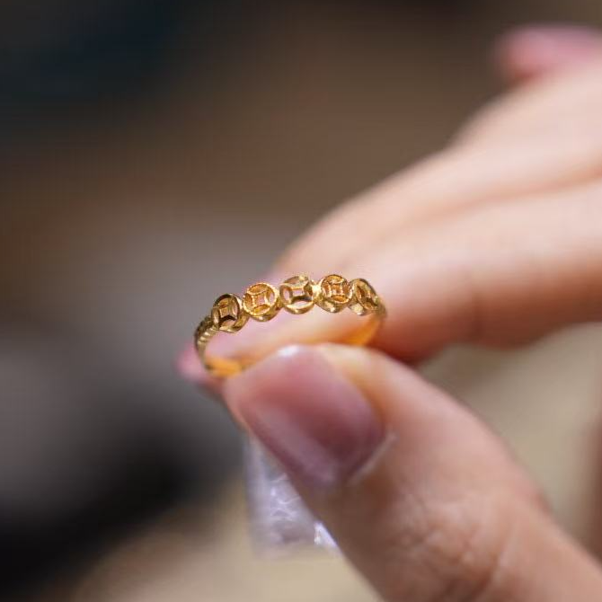 【巧玲专属】足金999五帝钱戒指 经典时尚百搭 1.75