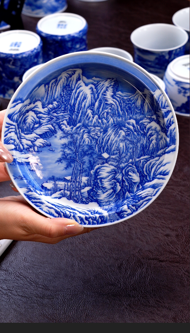 【青山秋雨】雪山兰岩图壶承