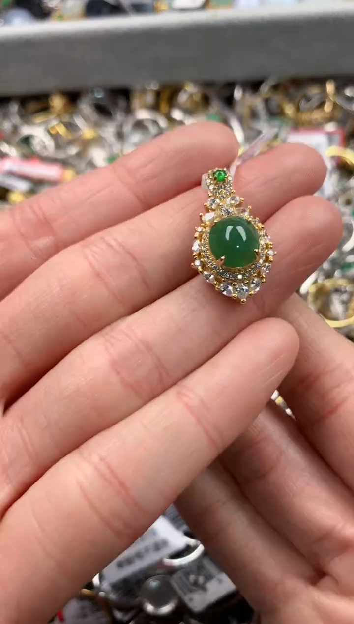 银S925镶嵌戒指翡翠888      1