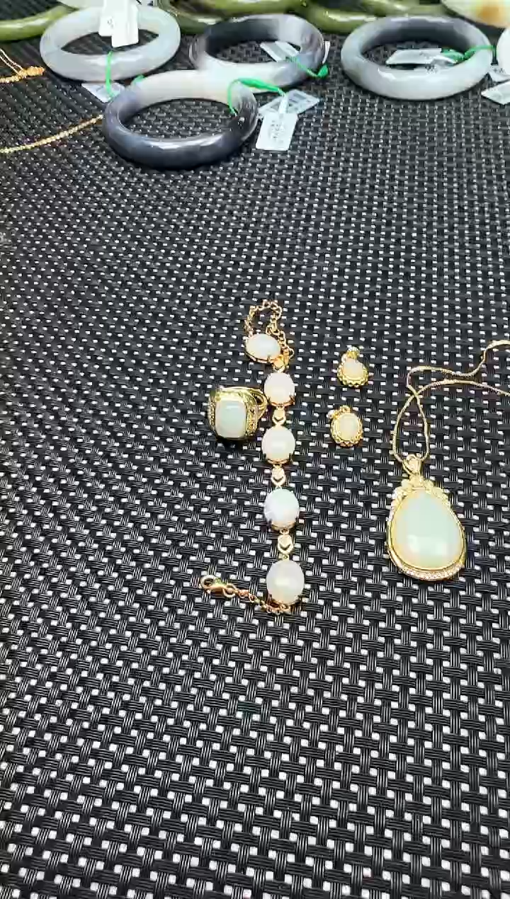 【闪购商品】和田玉一套银S925镶嵌多样性发1