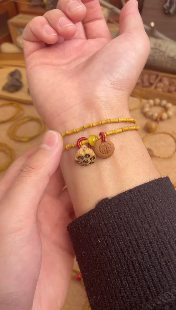 竹节手串一物一拍加黄水晶跑环双圈好运连连