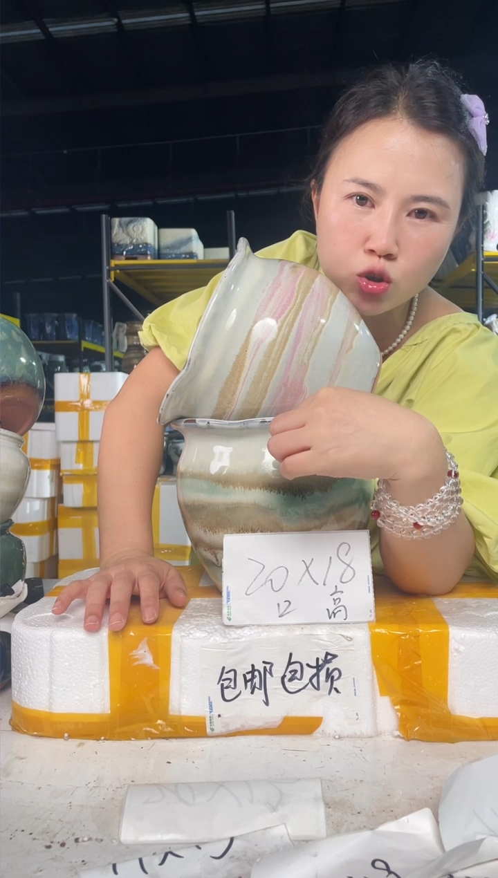 宜兴紫砂粗陶花盆20/18