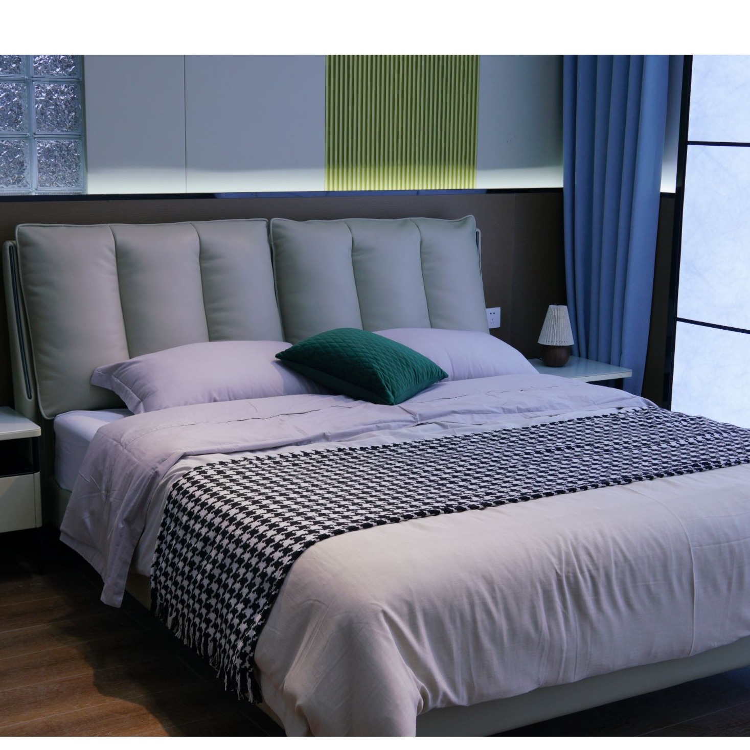 【钢琴床】2508#头层牛皮简约轻奢极简主卧大床