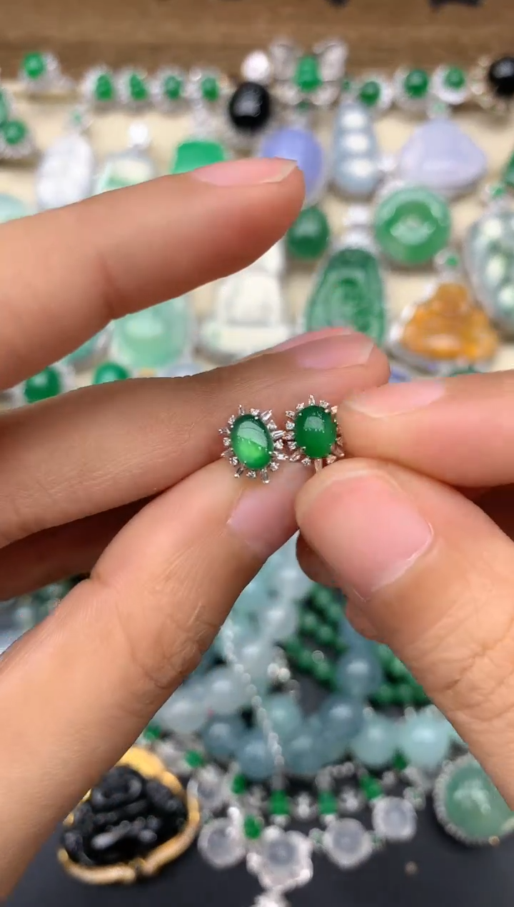 【闪购商品】翡翠耳饰18K金镶嵌209-中国好珍宝