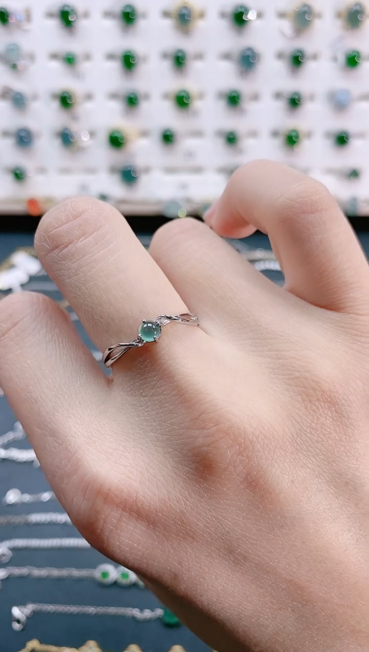 【闪购商品】翡翠戒指银S925镶嵌天然翡翠