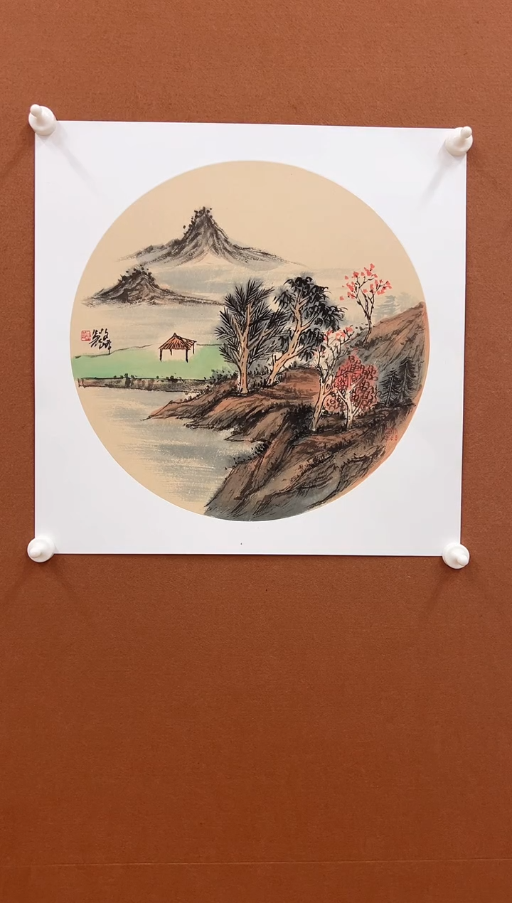 国画李文峰三尺卡纸花鸟