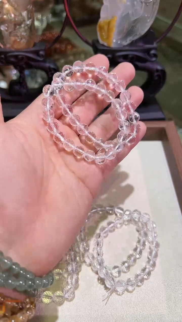 水晶手链未镶嵌9mm+白水蹦迪珠（多样性发一）