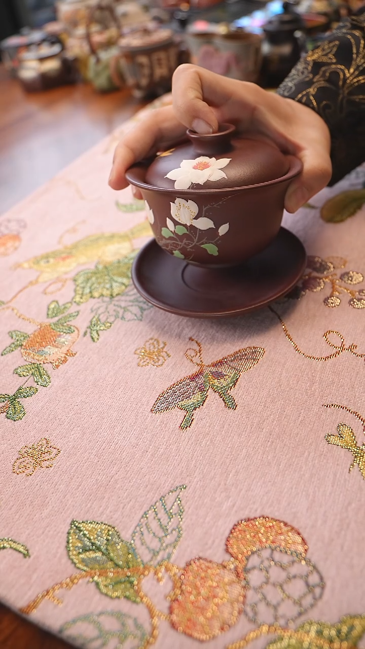 茶壶紫砂宜兴紫砂  三才盖碗