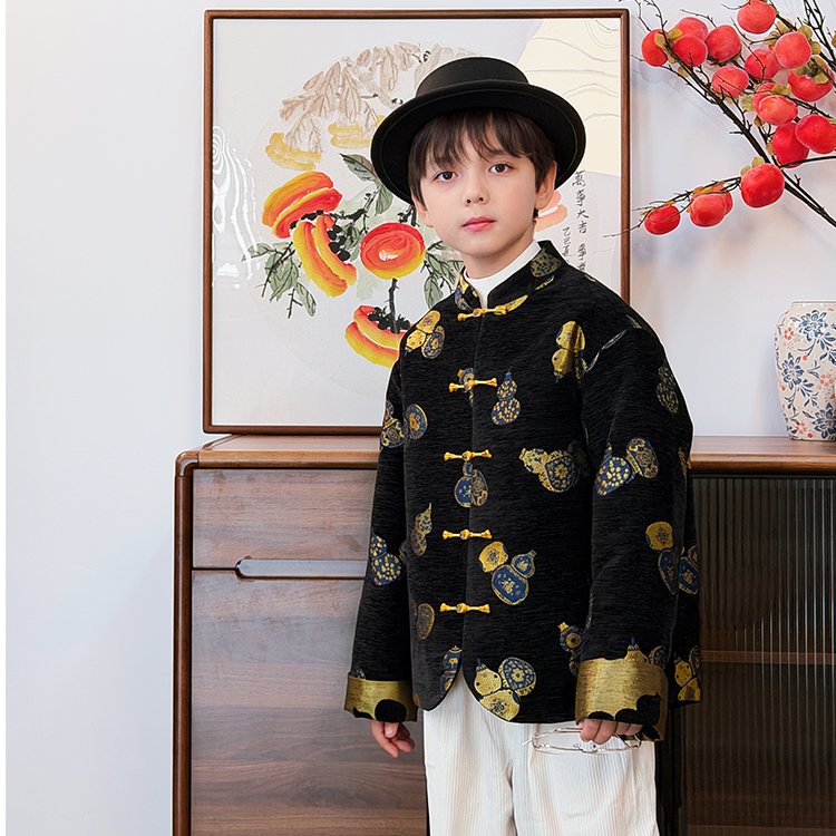 【福禄双全】2025年冬季厚款常规男大童马甲新中式短外套国风上衣