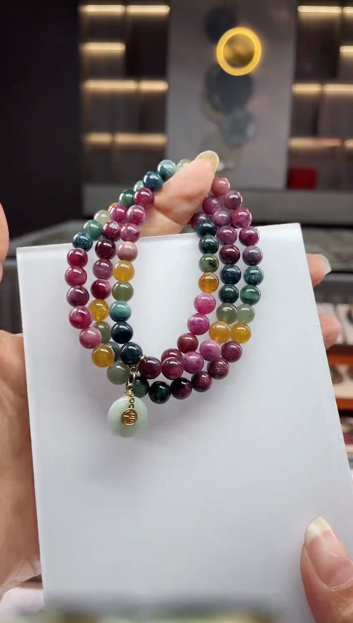 未镶嵌老矿碧玺三圈手串7mm+碧玺（多样性发一条）Q