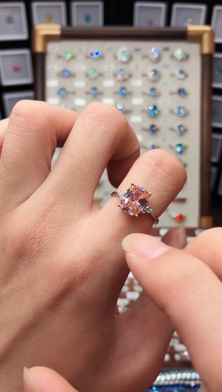 戒指彩色蓝宝石银S925镶嵌1