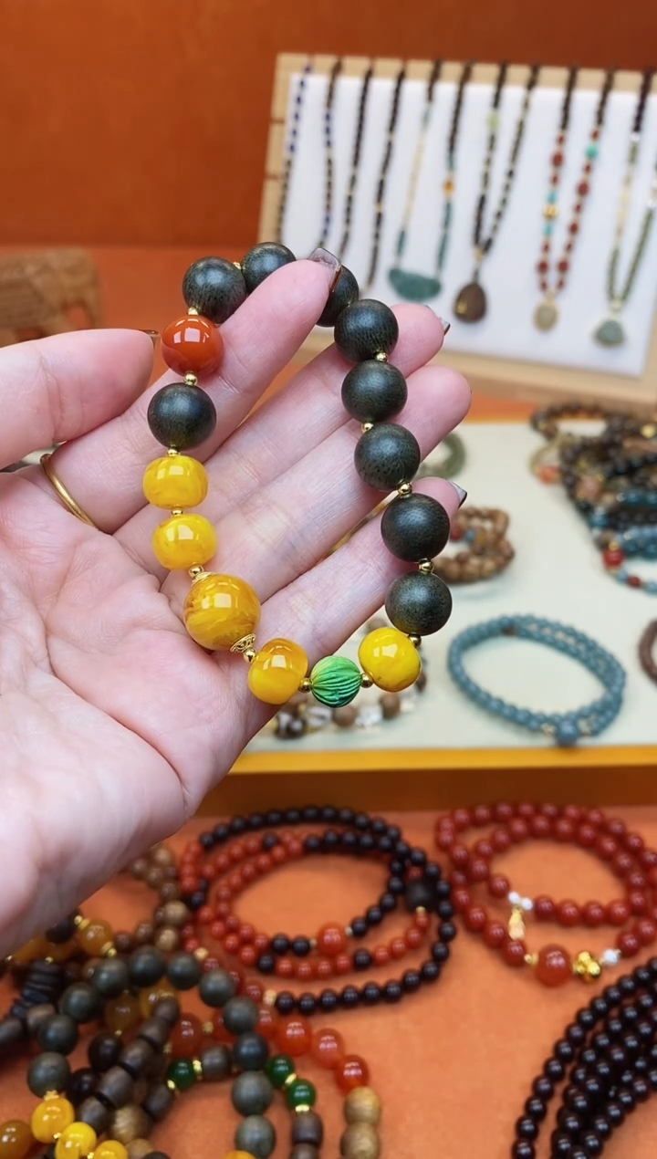 手串檀香木未镶嵌单圈柬埔寨香香老蜡手串