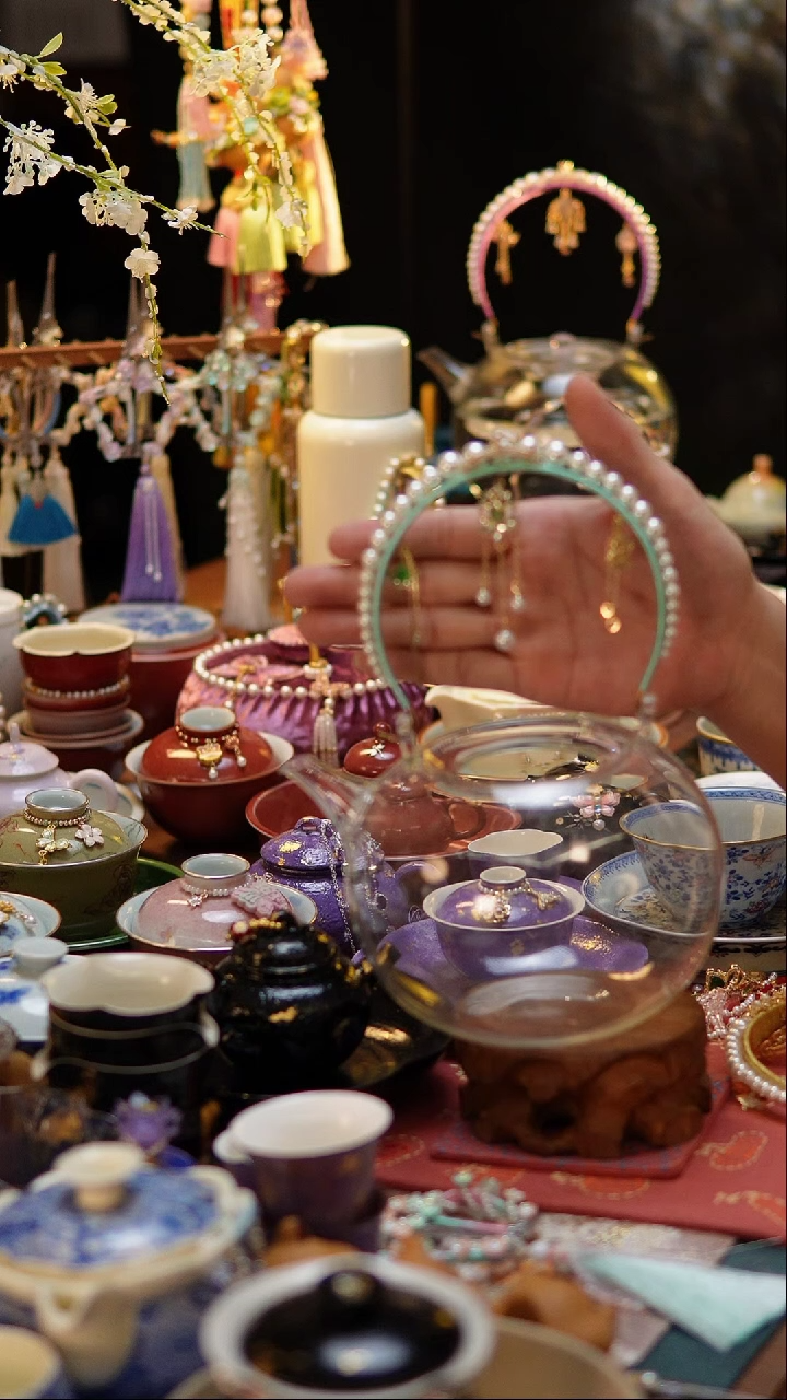 【闪购商品】青色把手编织天久壶