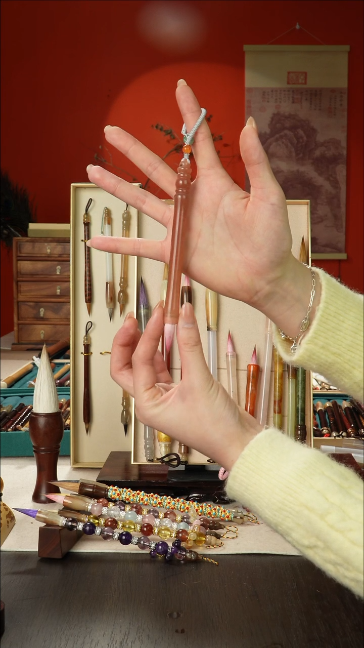 22号闪孤品高货毛笔链接 清水试笔 蘸墨不退