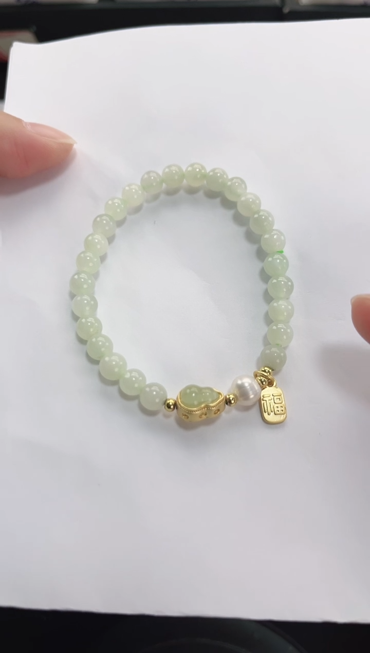 未镶嵌手绳和田玉666岚钻微色差T