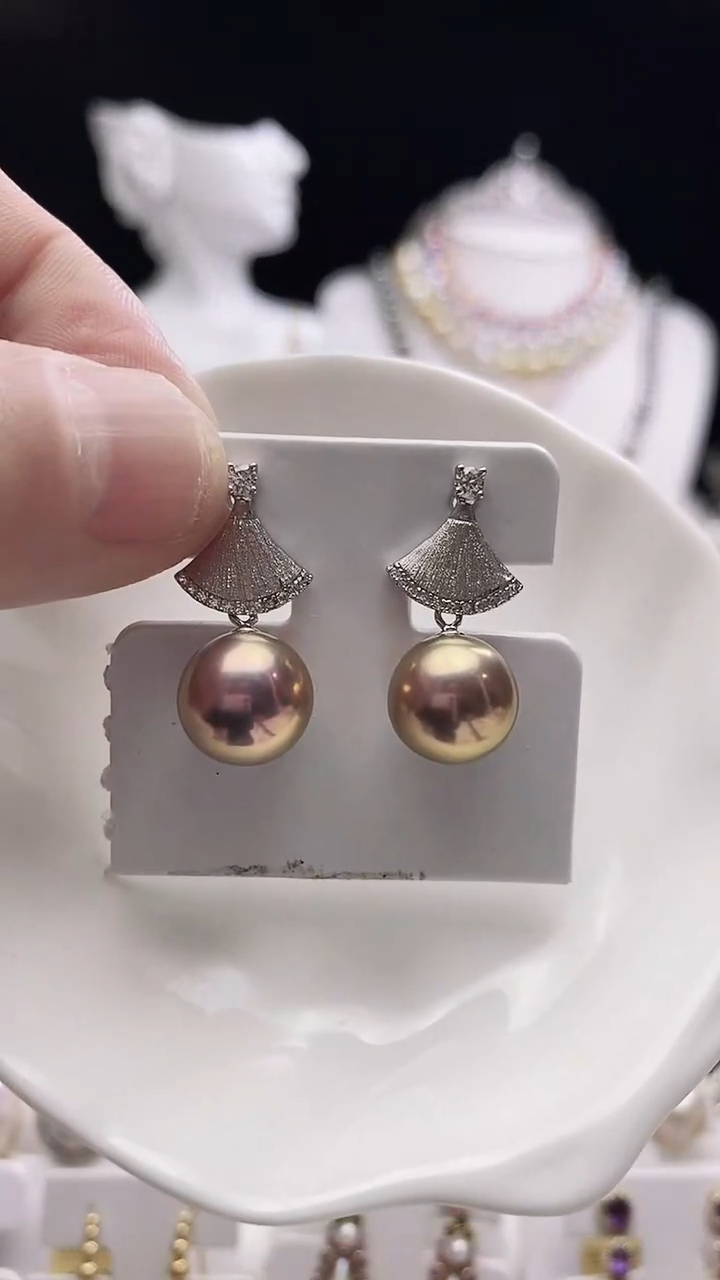 【闪购商品】淡水珍珠耳饰银S925镶嵌淡水紫珠耳饰