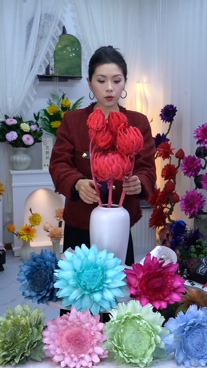 永生洋蓟玫红5头【叶片有伤】8126