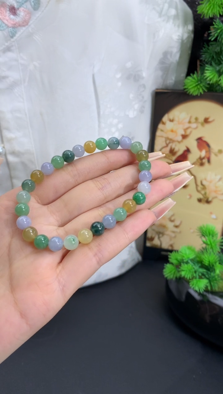 未镶嵌手链翡翠卡6.7mm（有纹）