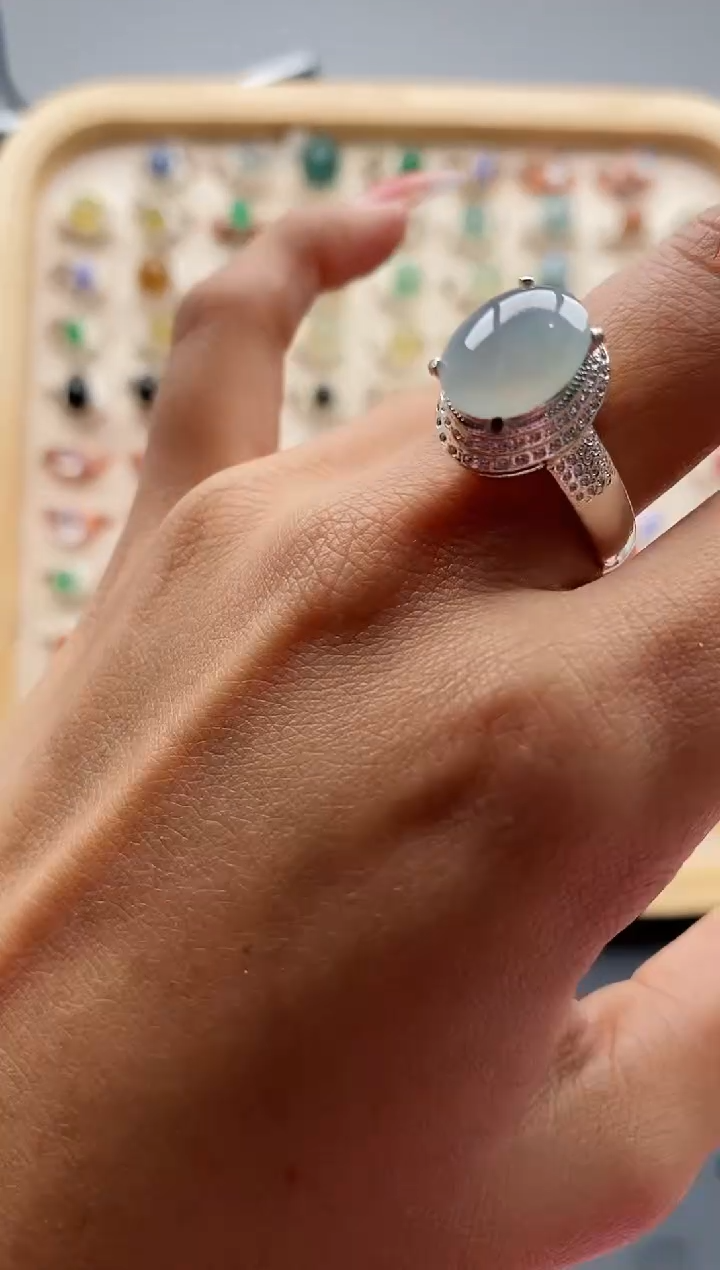 【闪购商品】翡翠戒指未镶嵌缅甸天然A货翡翠444 2+4