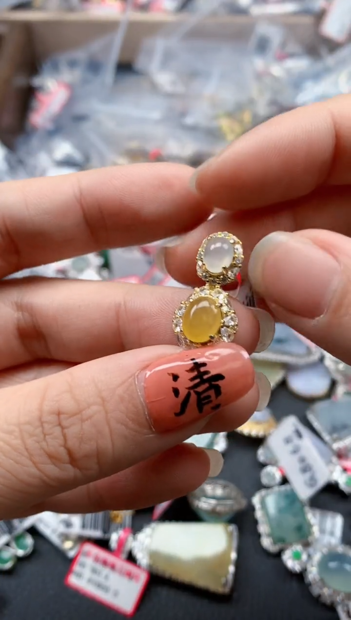 银S925镶嵌戒指翡翠天然A货缅甸翡翠