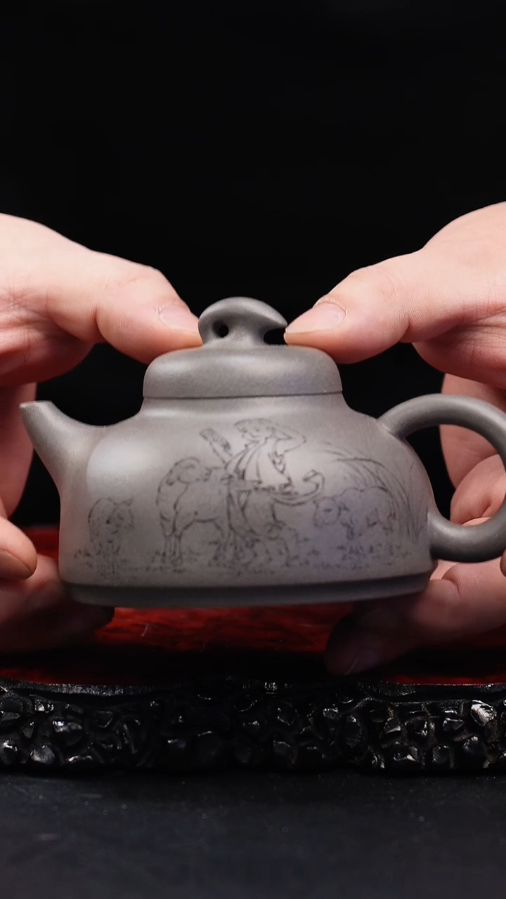 【闪购商品】紫砂茶壶31cc 三羊开泰,CGF,青灰泥