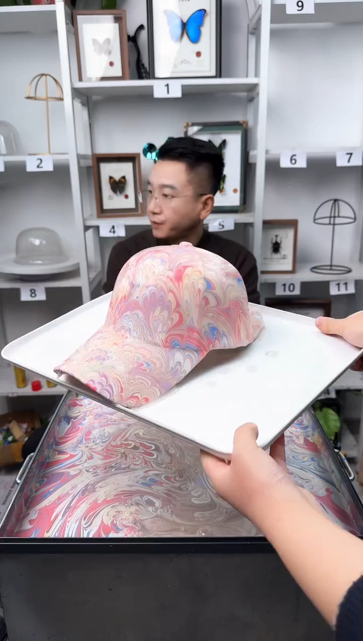 纯棉成人款凤尾纹水拓帽