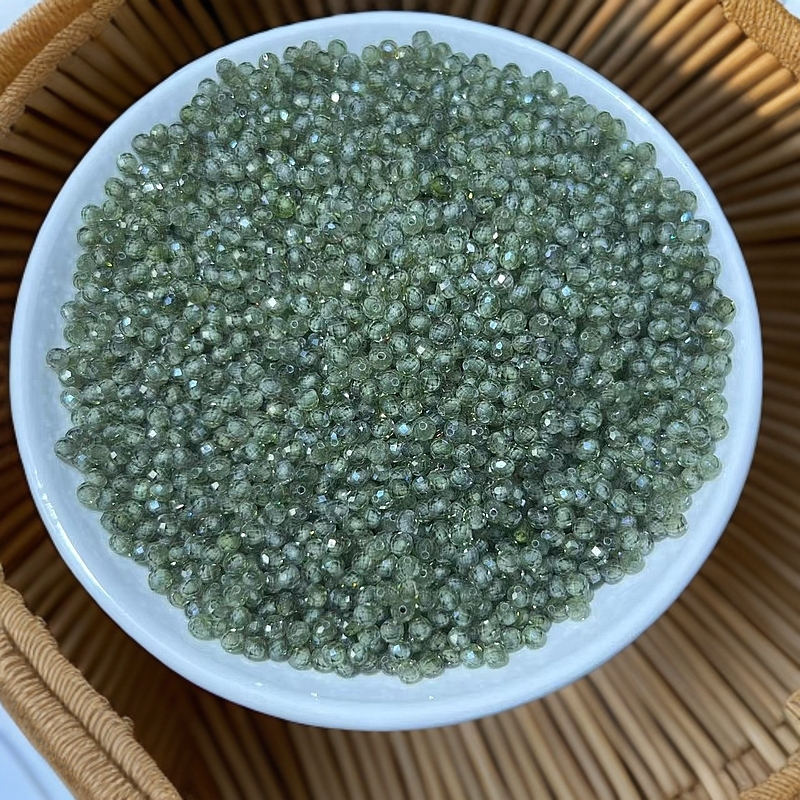 天然散珠 绿锆石切割面珠【K021】3mm 50颗15元