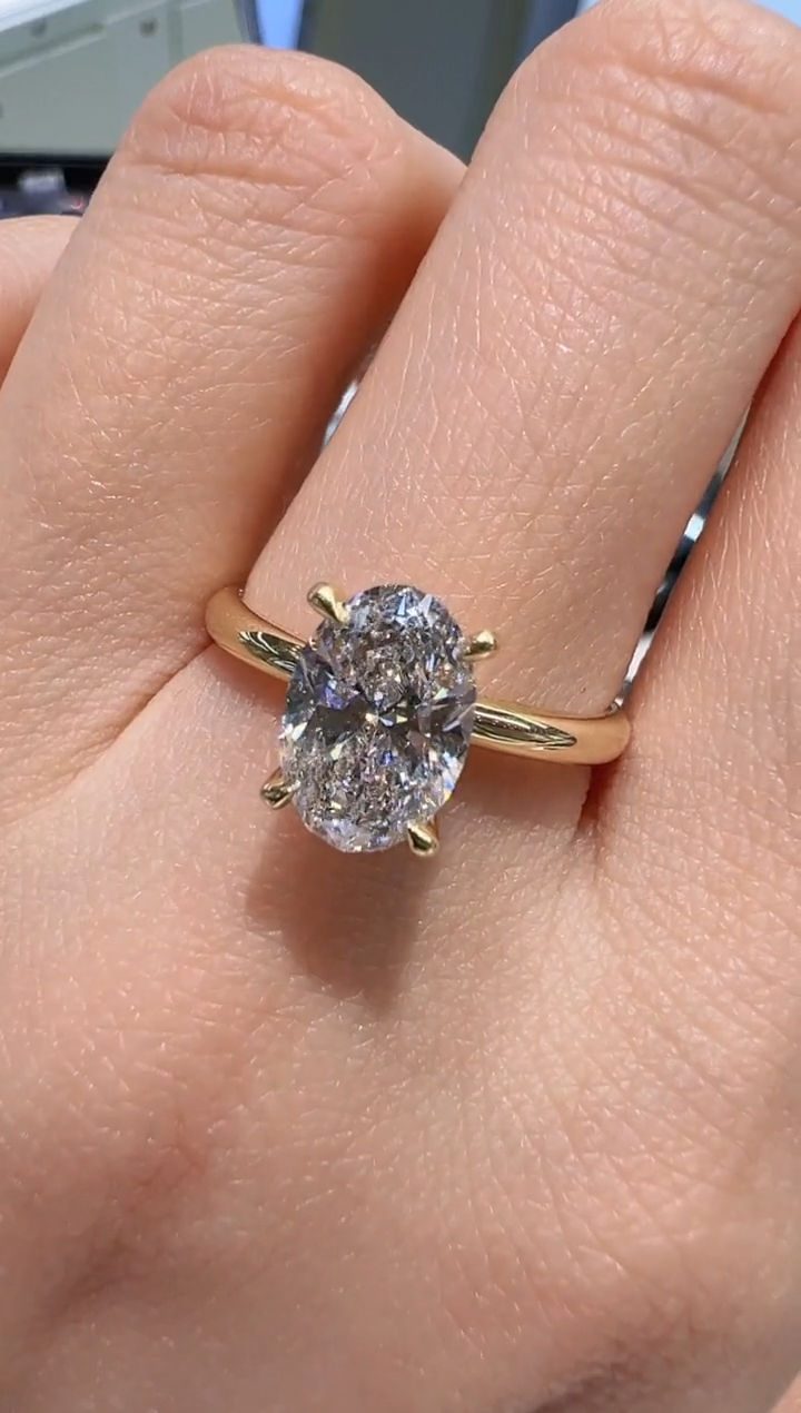 【闪购商品】合成钻石18K金镶嵌戒指安总放漏1.5CT14#