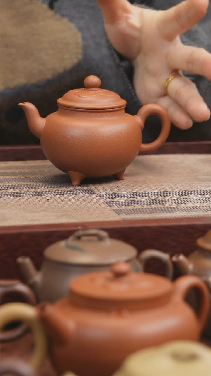 【闪购商品】紫砂茶壶红降坡三足如意大彬