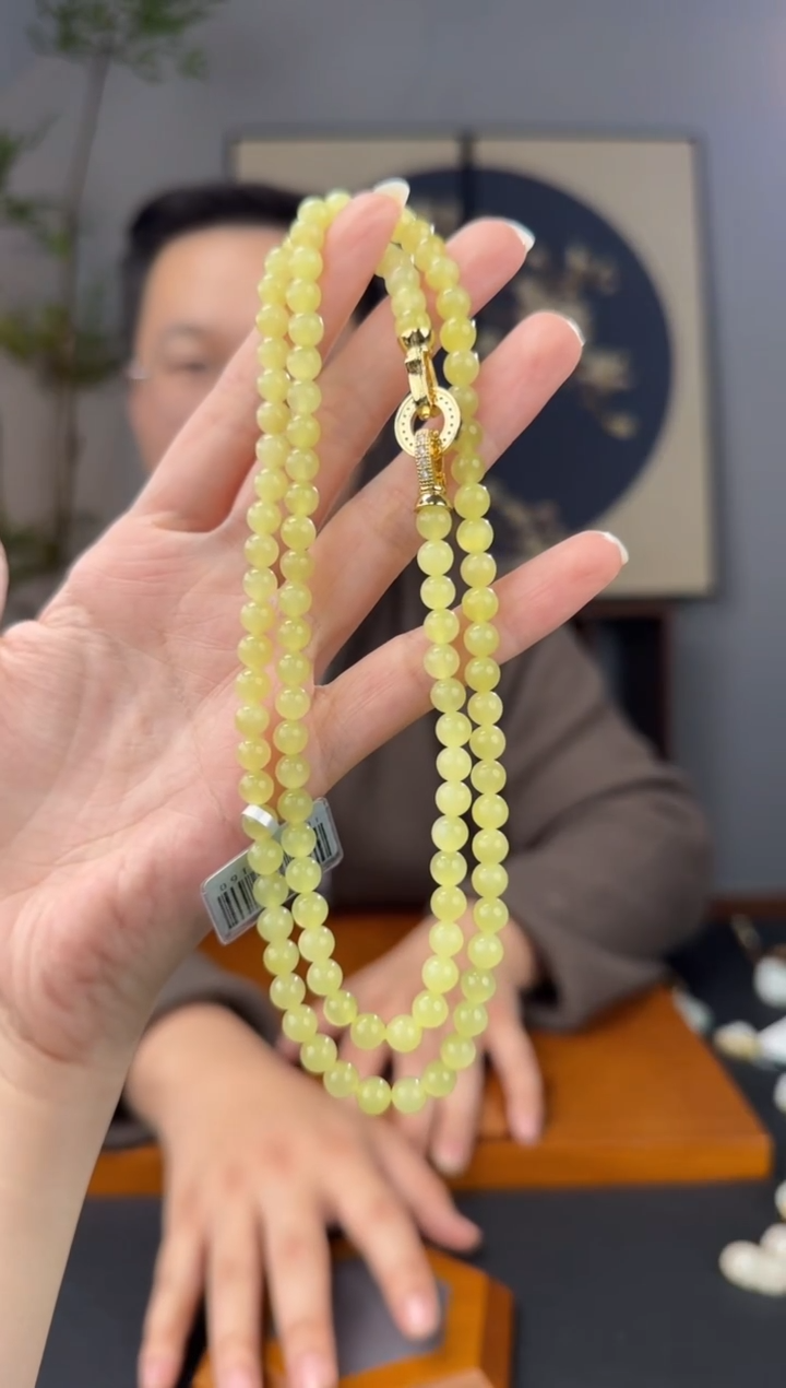 颈饰未镶嵌和田玉黄口多圈108卡6