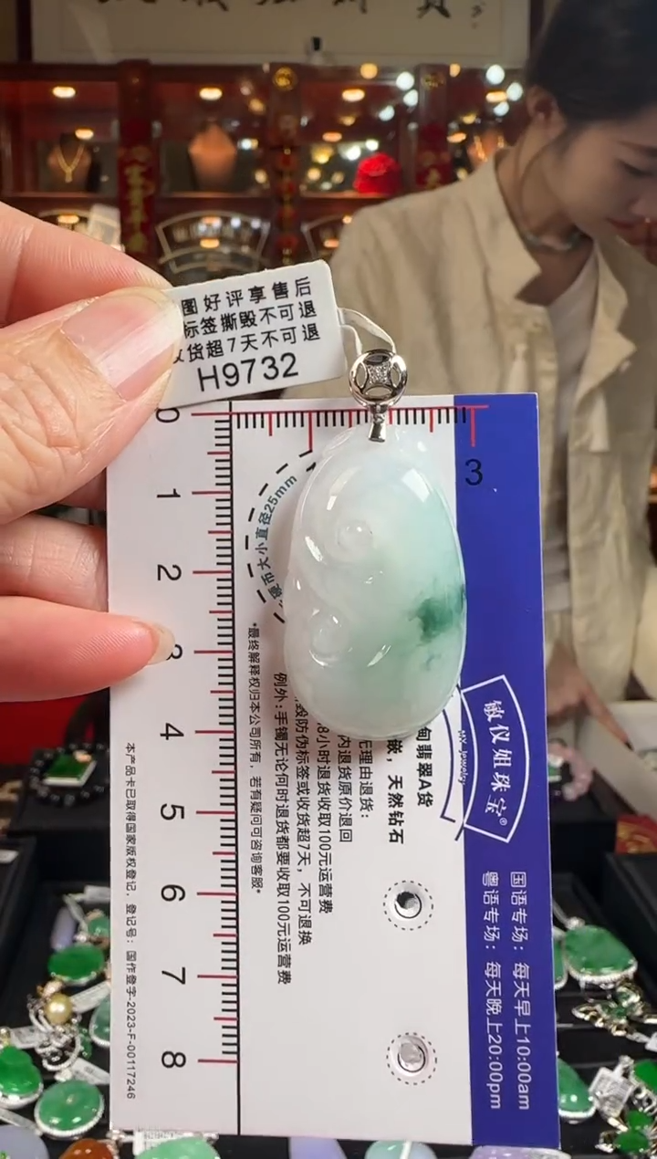 【闪购商品】翡翠颈饰18K金镶嵌H9732如意