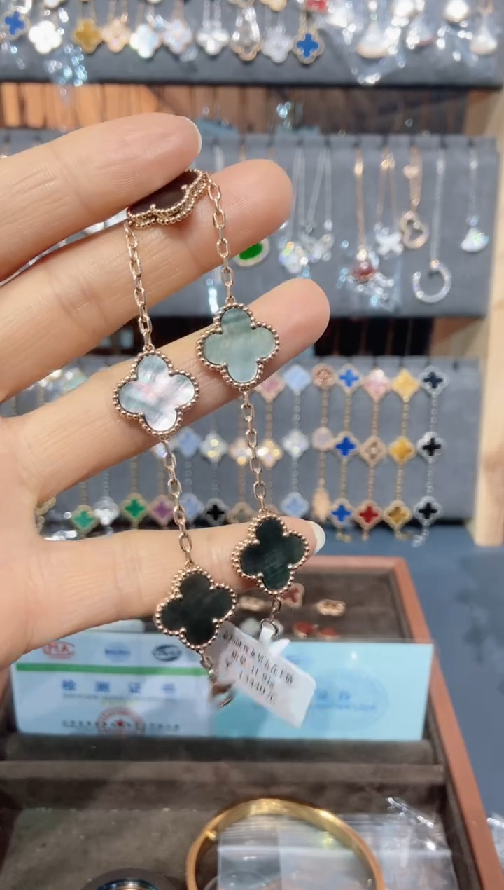 18K金镶嵌贝壳（贝母）手链贝母K玫