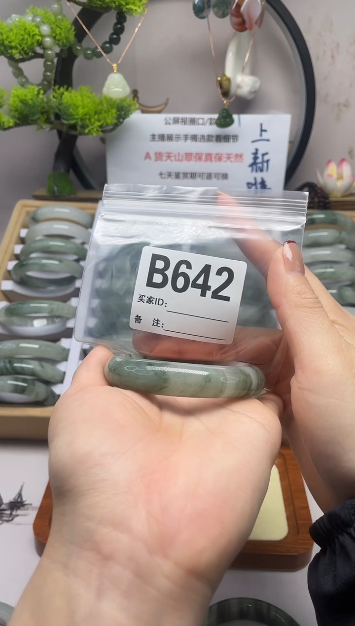 【闪购商品】石英质玉（天山翠）手镯未镶嵌b642