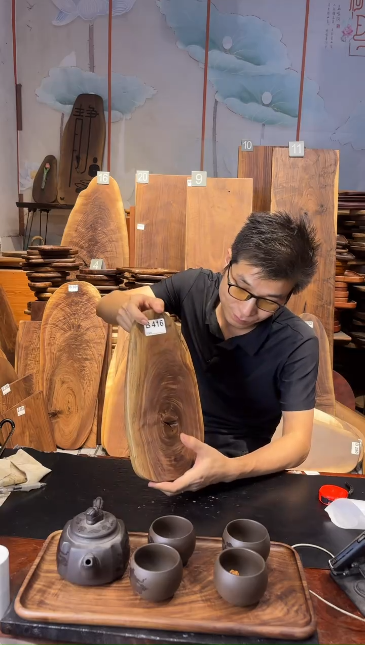 黑胡桃木416干泡茶盘原木微疵，介意请勿下单