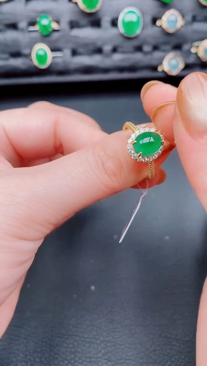 【闪购商品】翡翠戒指银S925镶嵌天然a货翡翠353