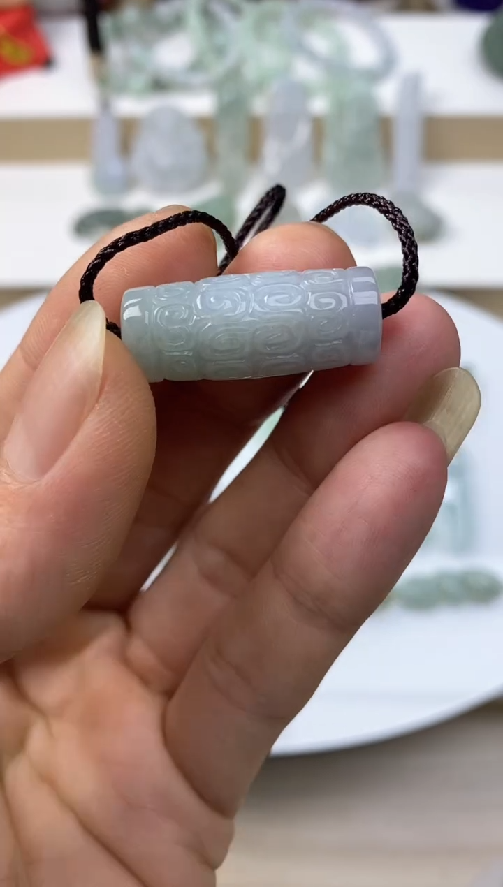 颈饰未镶嵌翡翠2天然缅甸翡翠A货回纹珠