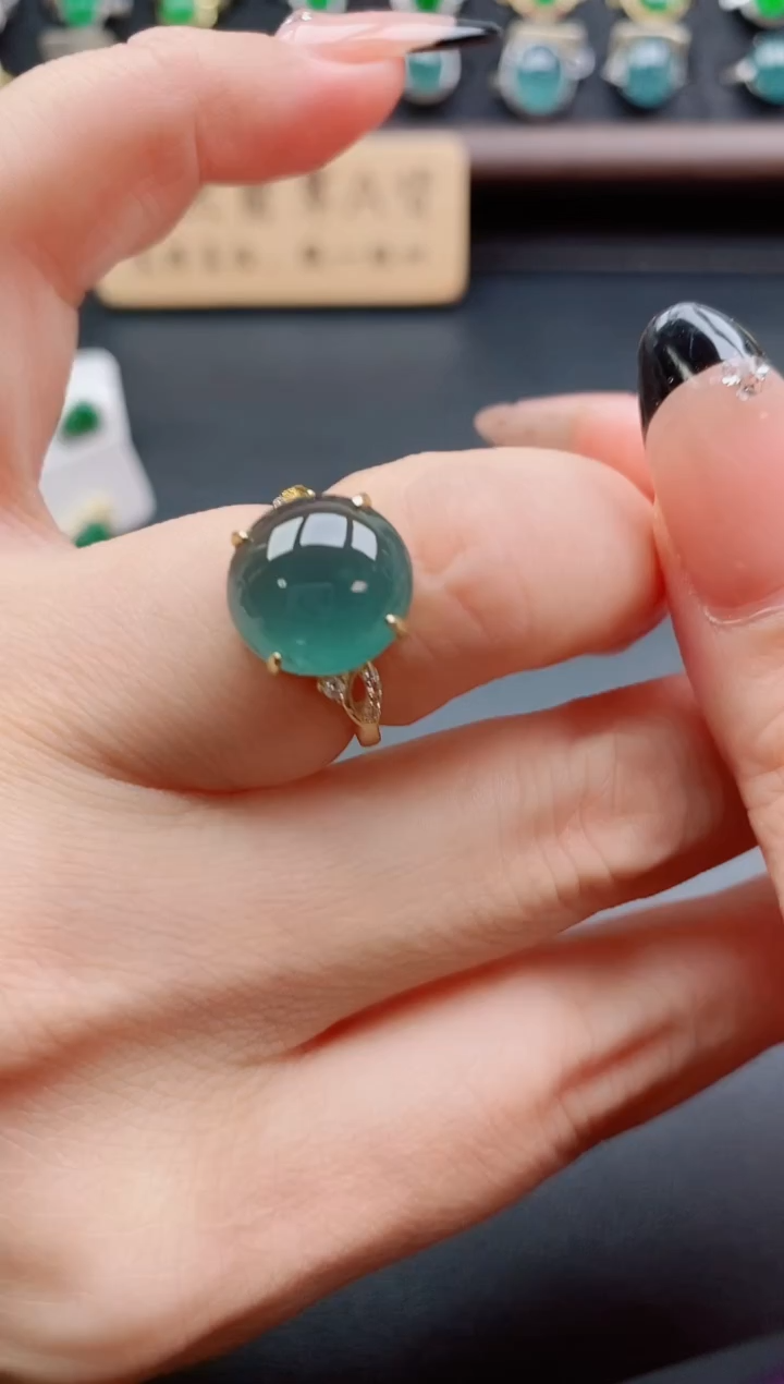 银S925镶嵌戒指翡翠1