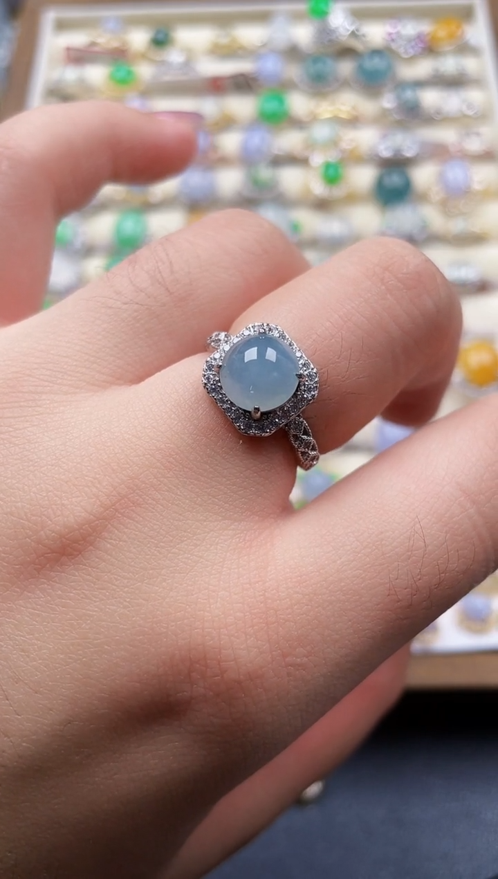 银S925镶嵌戒指翡翠208