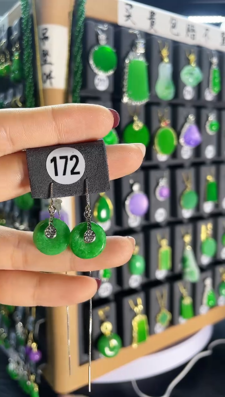 【闪购商品】和田玉耳饰银S925镶嵌172..