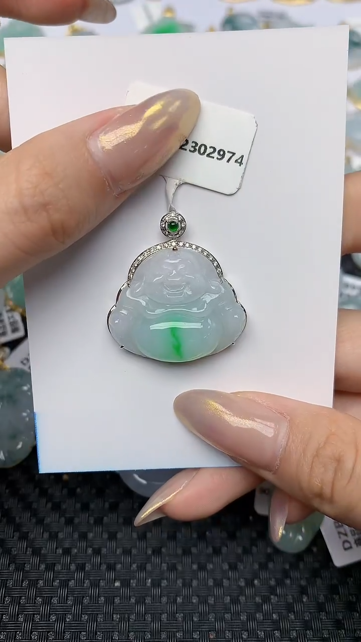 【闪购商品】翡翠颈饰18K金镶嵌天然翡翠A货