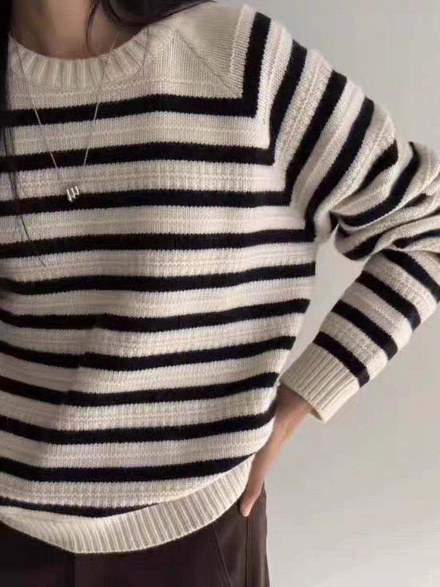 【牛牛】AMY*东大门10牦牛绒60羊毛 肌理感条纹毛衣