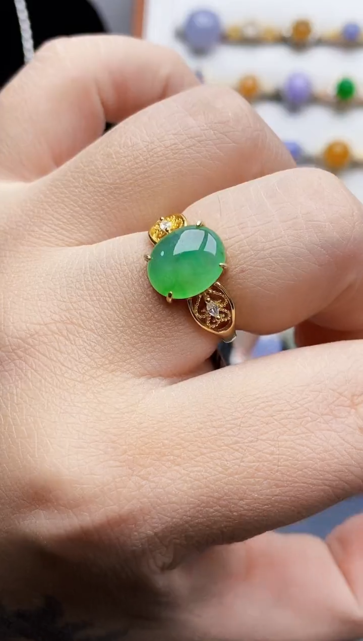 银S925镶嵌戒指翡翠0491