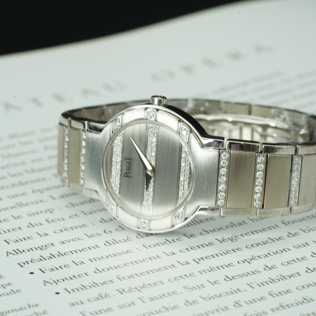 95新 Piaget/伯爵 单表POLO系列白金原钻女生简约时尚石英腕表