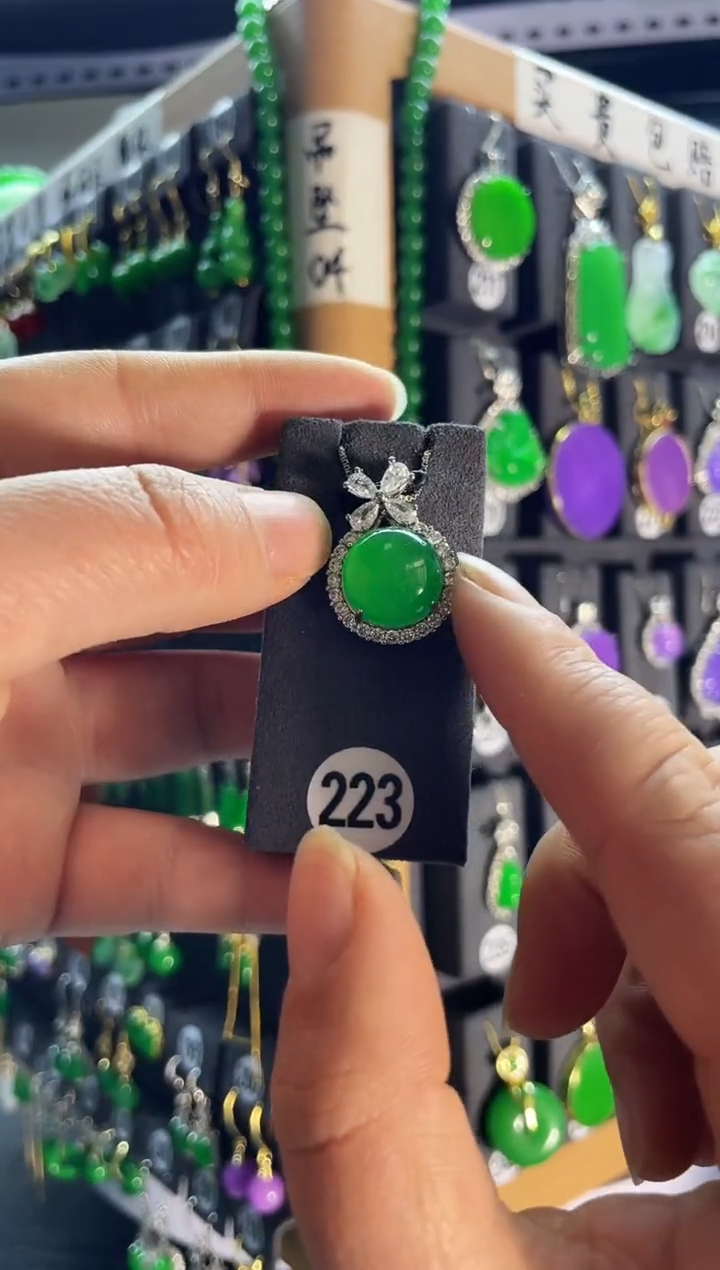 【闪购商品】翡翠耳饰银S925镶嵌老223...