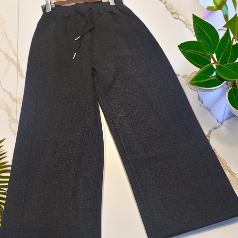 米莱家2025秋冬季新款时尚百搭加绒阔腿裤