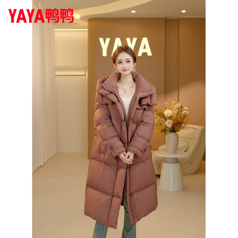 YAYA/鸭鸭羽绒服极寒系类冬季极寒显瘦连帽长款外套YE4B619885L