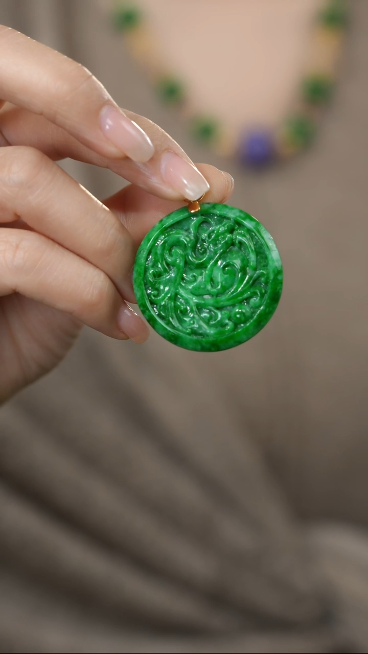 颈饰18K金镶嵌翡翠@HSG09121105@