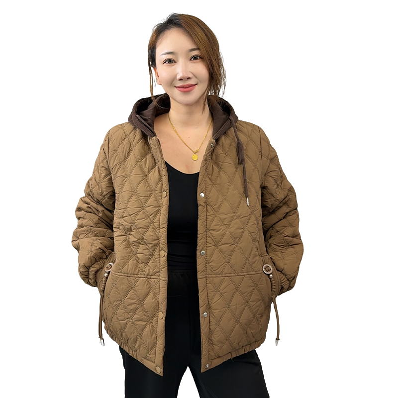中老年女装常规款连帽户外厚款女士短款外套棉衣棉服加厚保暖加绒